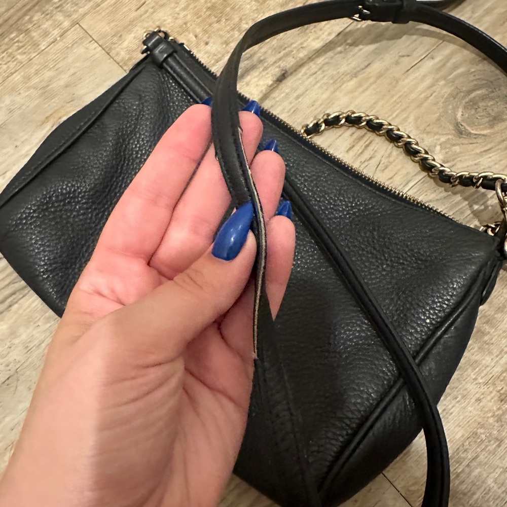 Coach Black Leather Dual Strap Crossbody Handbag Purse - Picture 4 of 7